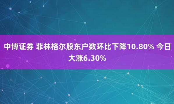 中博证券 菲林格尔股东户数环比下降10.80% 今日大涨6.30%